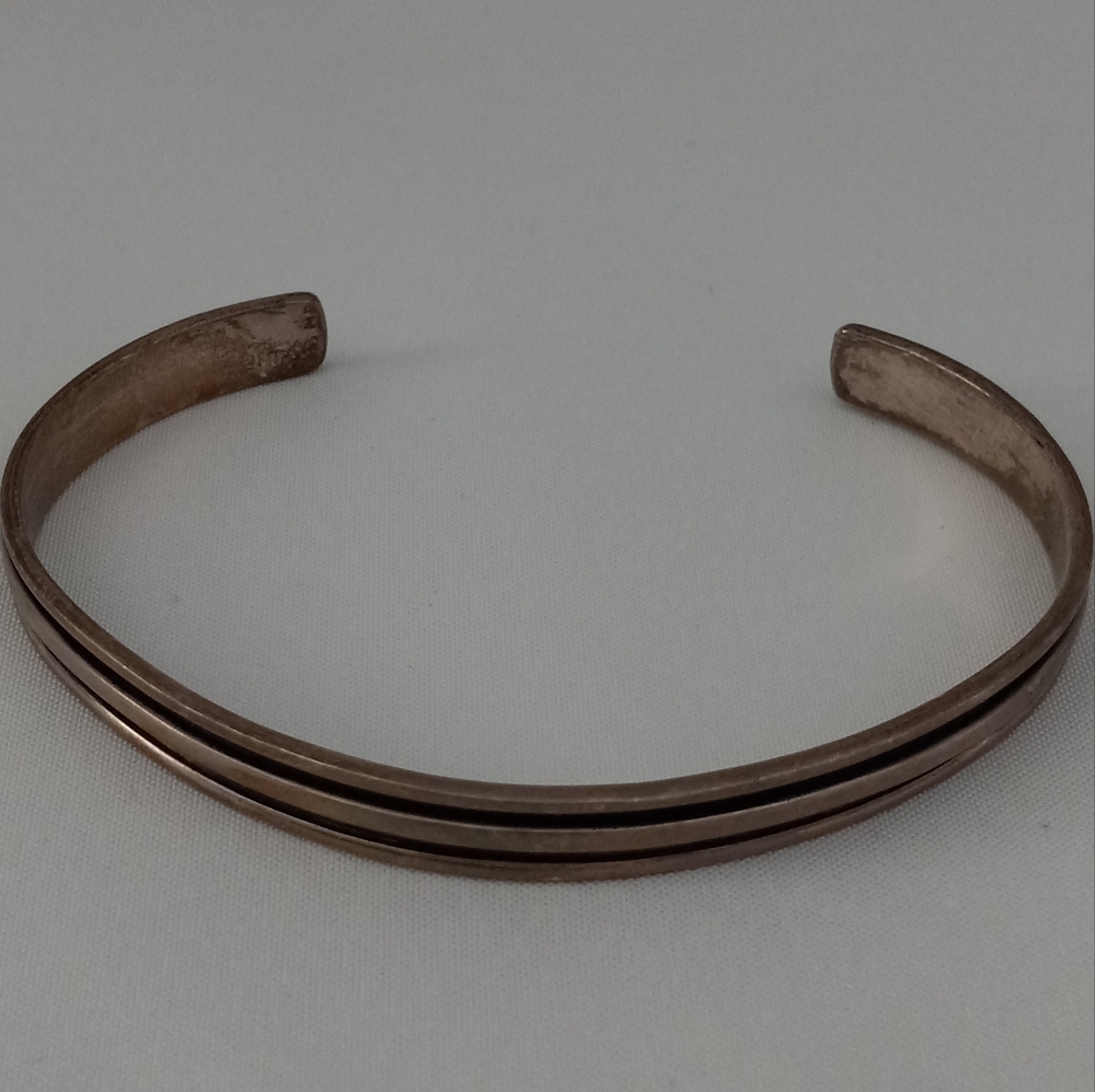 925 Sterling Silver Black Striped Cuff Bracelet